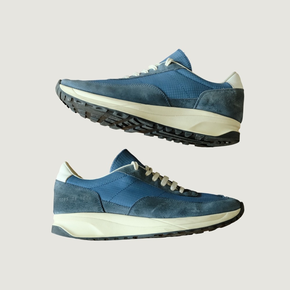 Common Projects Track 80 Blue Suede Ripstop Runner Sneaker 38 Luxury Italian